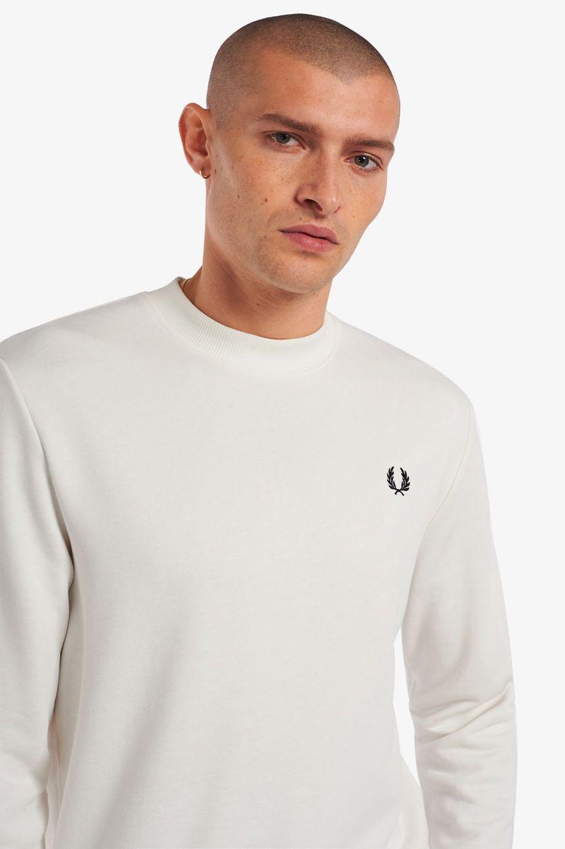 White Fred Perry Crew Neck Men's Sweatshirts | PH 1575QMAZ